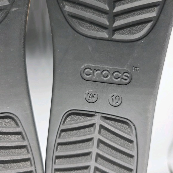 Crocs Brooklyn Sandals Womens 10 Black Rubber Straps Slide Cork Platform Buckles - Picture 11 of 14